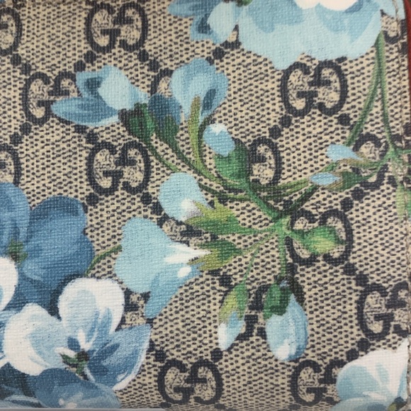 Gucci GG Supreme Blooms Zippy Wallet Rare Blue w/Red Leather Interior - Picture 5 of 17